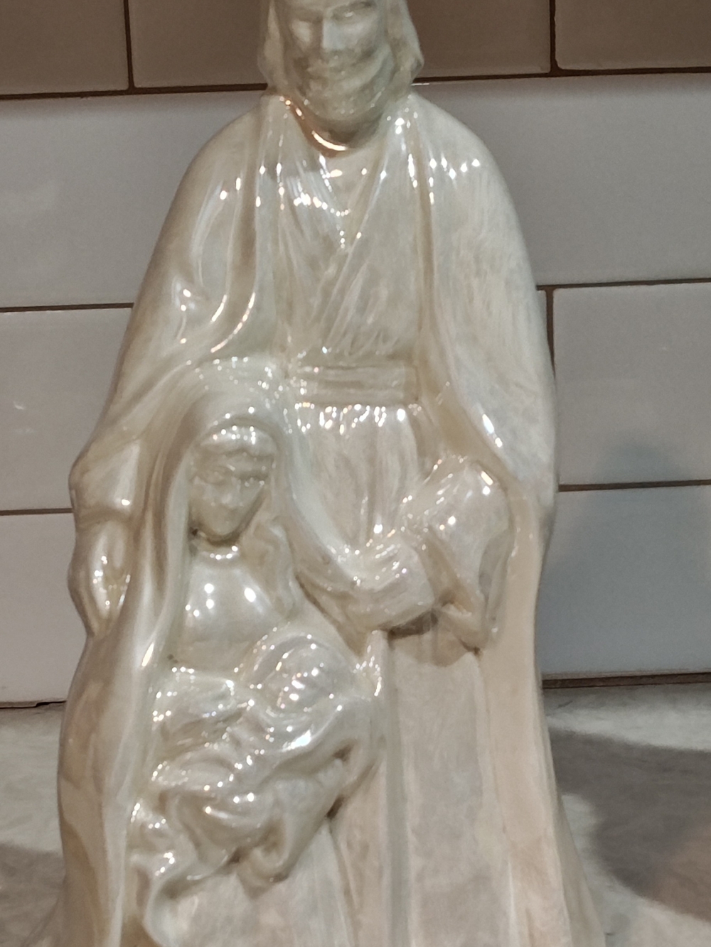 Vintage 1979 SCIOTO Soft Blue Glazed Sculpture Figurine Holy Family 12"